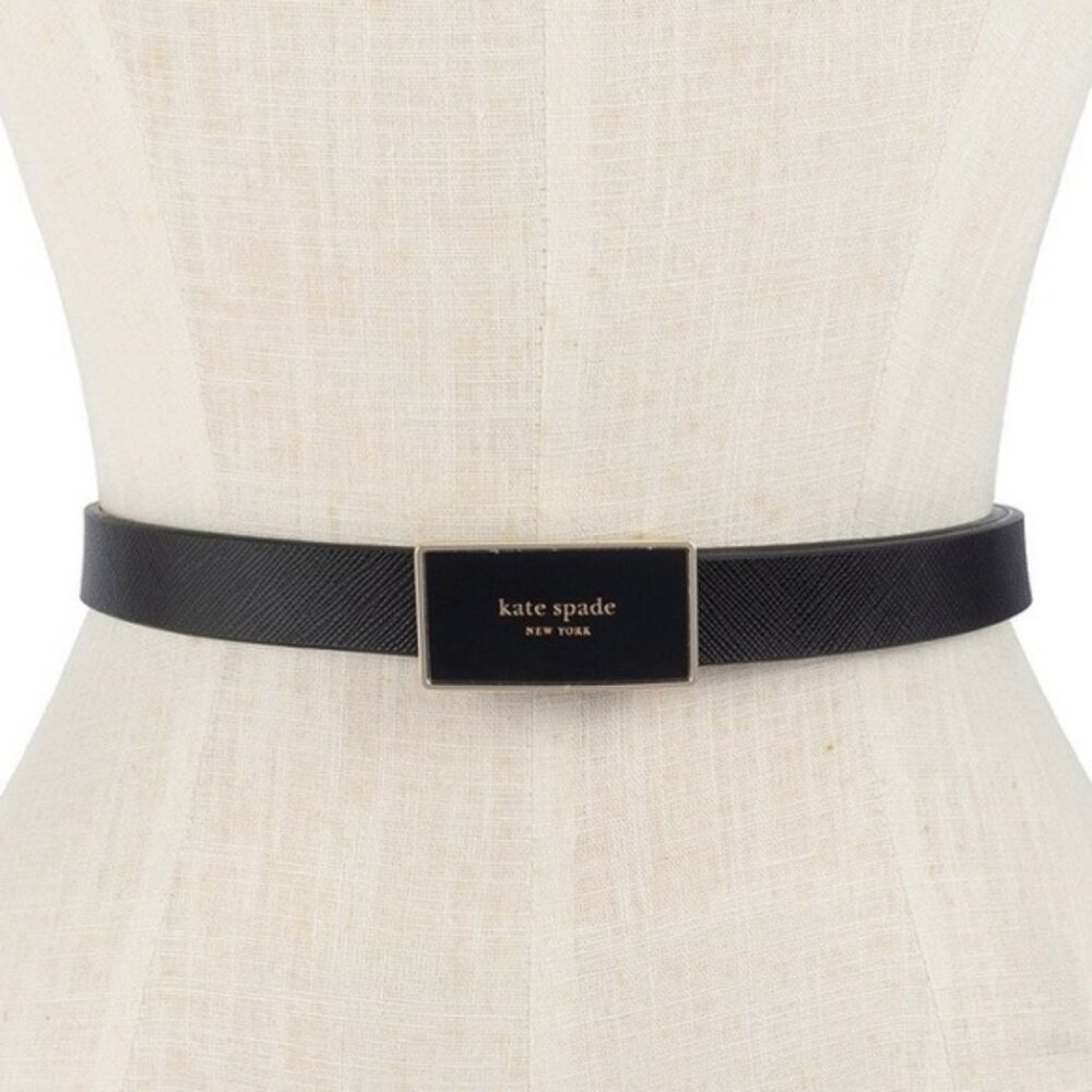 Kate Spade Enamel Plaque Buckle Leather Belt